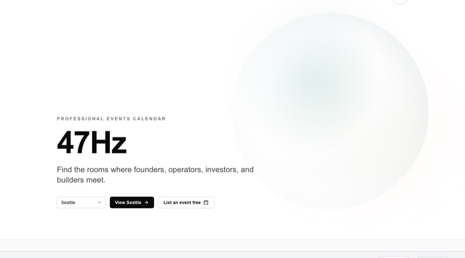 47Hz professional events calendar homepage